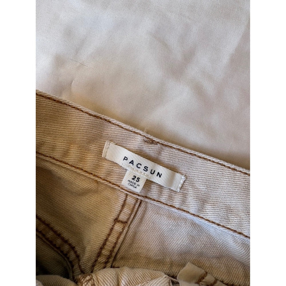 PacSun Double Knee Carpenter Pants Tan Beige Paint Splatter High Waisted Size 25 - Picture 2 of 7